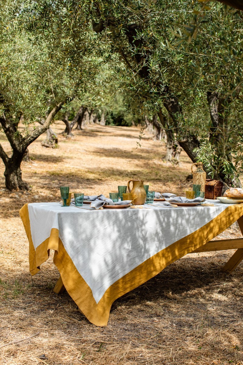 Stain Resistant Linen Bauhaus Tablecloth