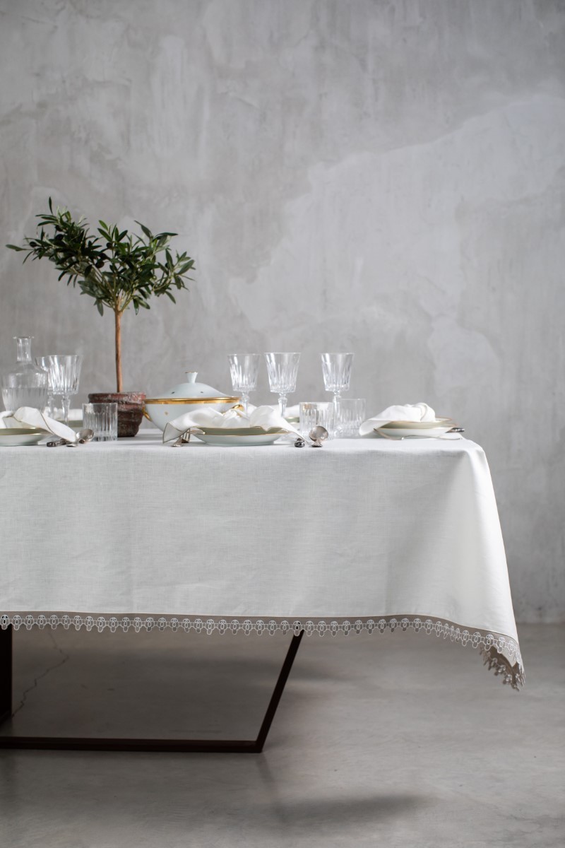 Little Amalfi Stain Resistant Linen Tablecloth