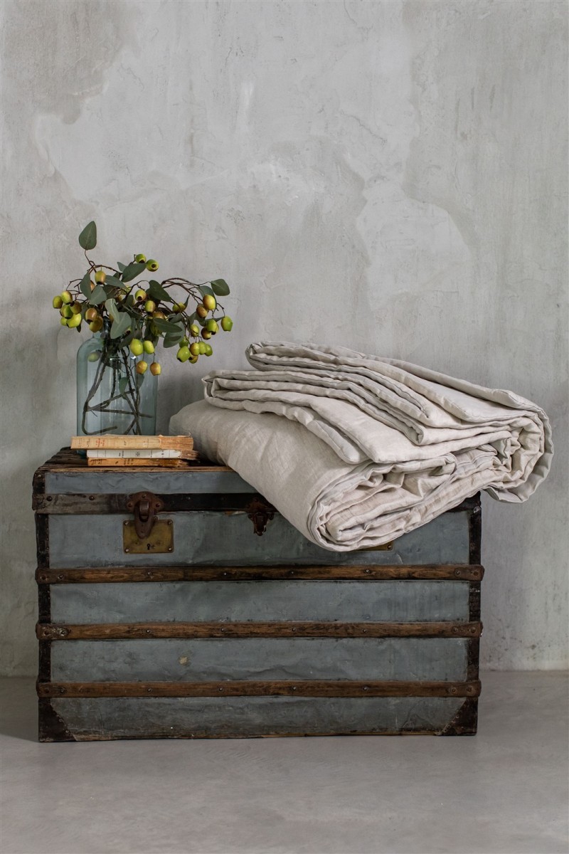 Pure reversible bedspread in Jacquard linen