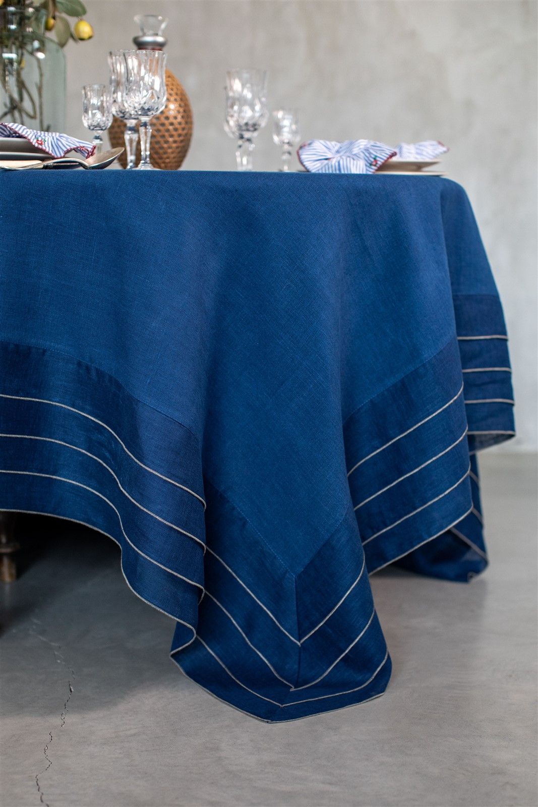 Set di 3 tovaglioli garza di cotone Gaïa Blu notte - Biancheria tavola e  cucina - Eminza